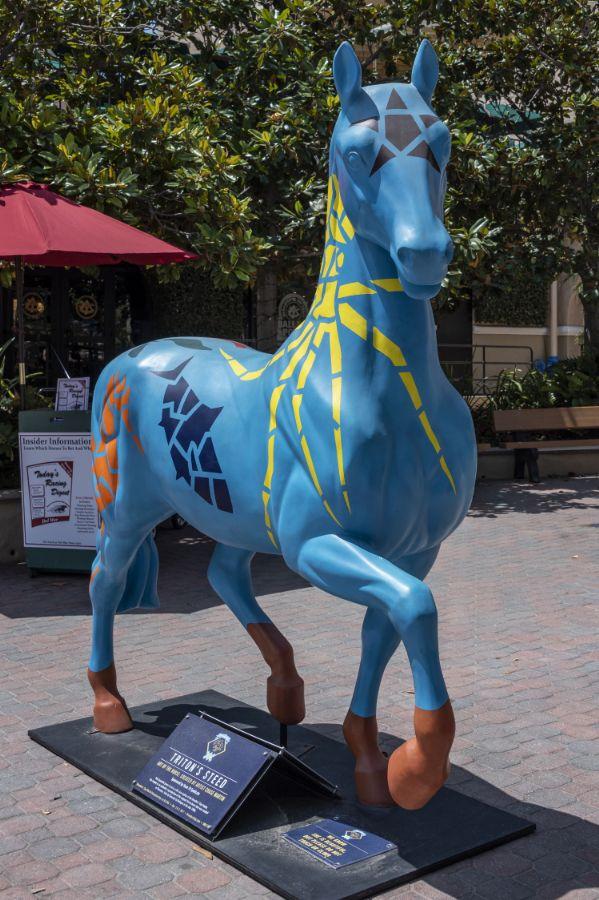 statue of a blue horse